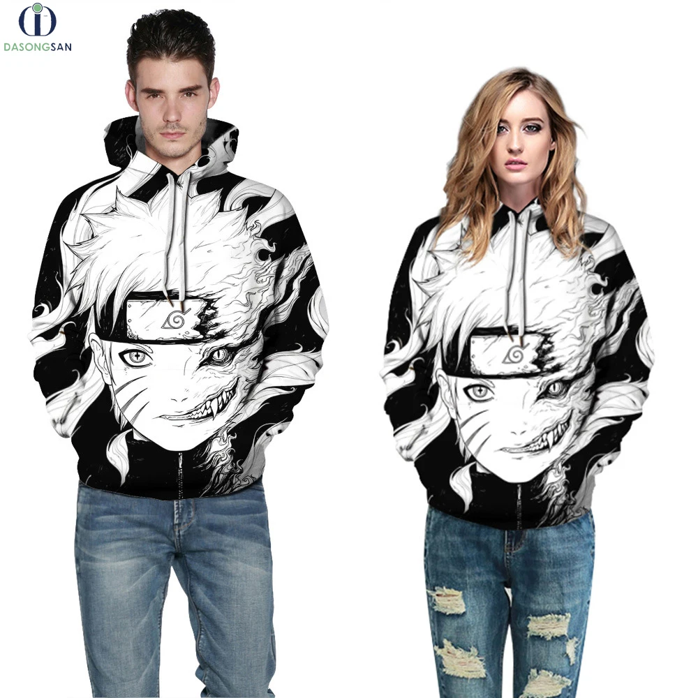 

New product Digital printing naruto graphic pullovers custom logo street wear thick 3d anime hoodie