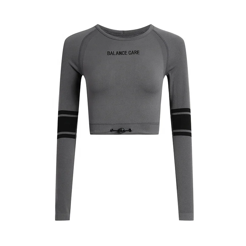 

Yoga Top Gym Clothing Active Long Sleeve Seamless Women Sexy for Sportswear Short