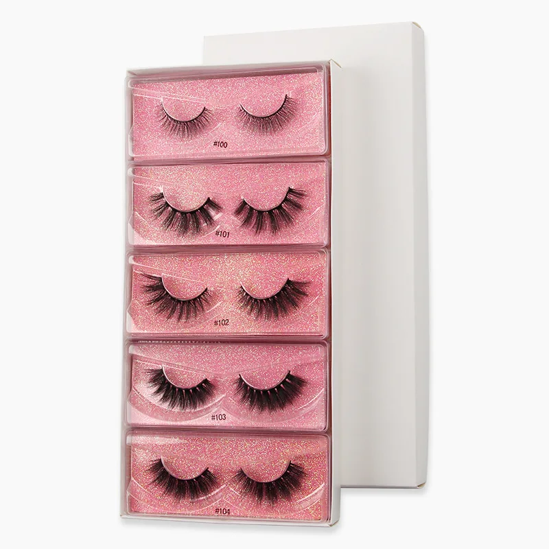 

2022 new year Full Natural Thick Cross False lash fluffy Faux mink eyelashes 3D box package 1 Pair faux eyelash, Mixed colors