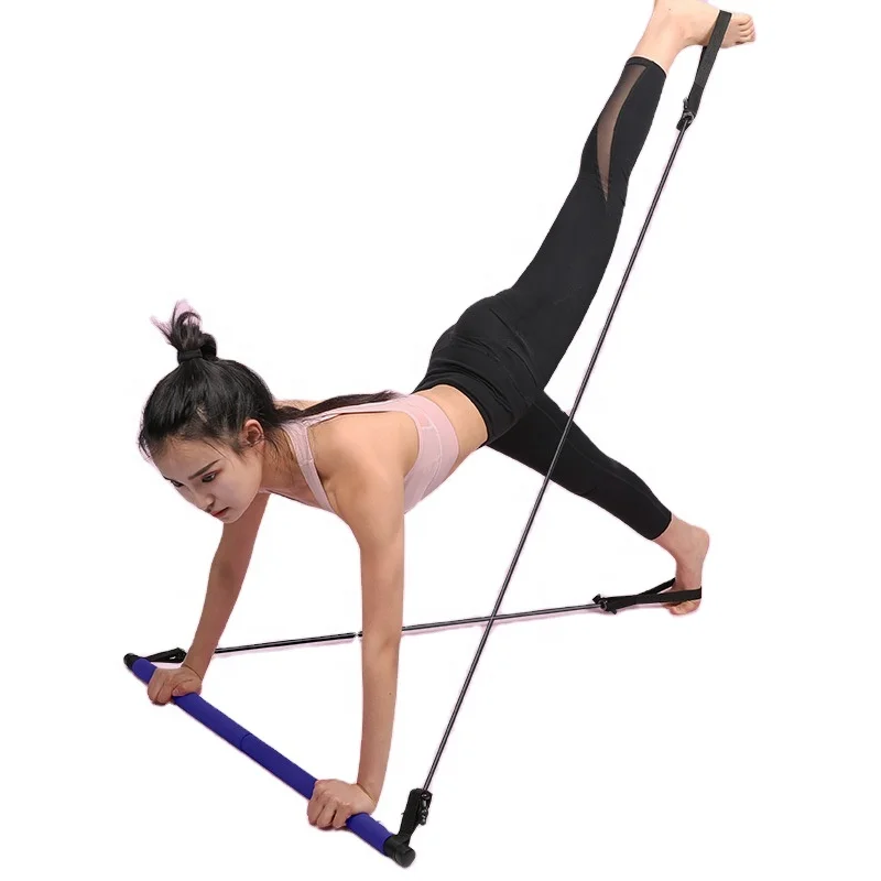 

Yoga Pilat bar Exercise Stick Pilates Bar Kit with Resistance Bands for Total Body Workout, Pink, purple