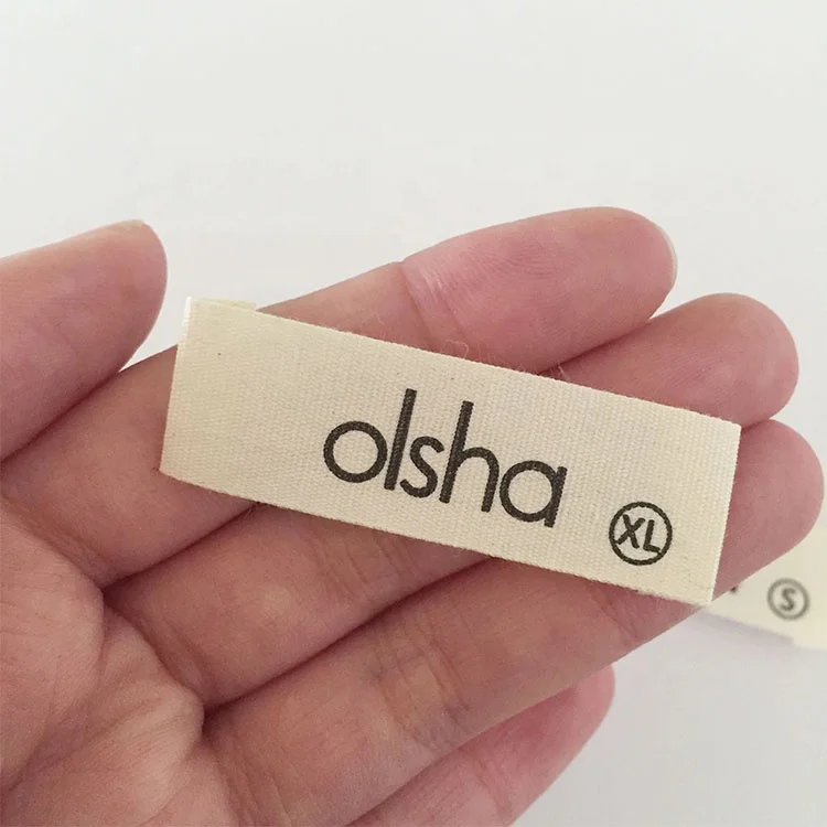 

Custom Cotton Logo Printed Labels For Clothing Fabric Shirt Tags, Natural white/ half bleaching white / bleach white / black