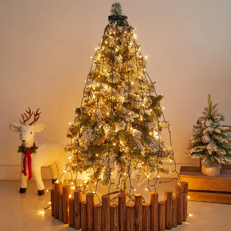 Christmas Tree Lights with Ring 16 Strings Christmas Curtain Fairy Tree Light 8 Mode for Xmas Fir Pine Party Decoration
