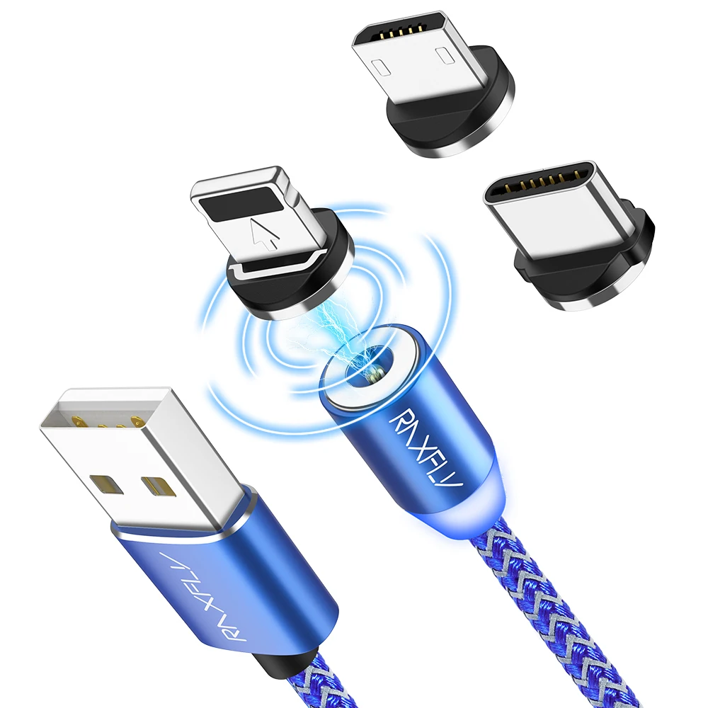 

Free Shipping 1 Sample OK RAXFLY 2.1A Magnetic Charger Cable 1m Nylon USB Charging Cable for iPhone Type C Micro USB