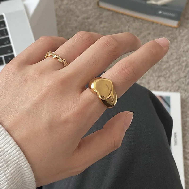 

New arrival stainless steel 18k gold plated heart ring for women girls