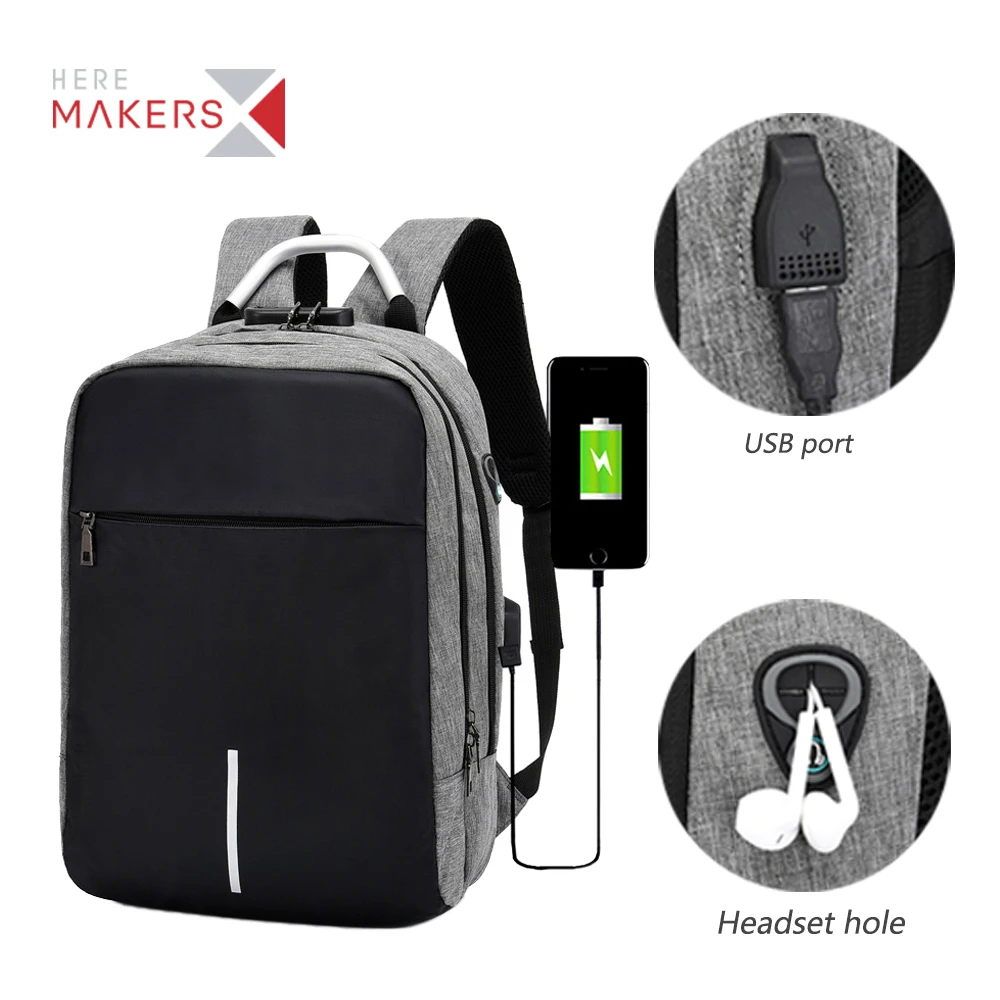 

Factory Wholesale Cheap Price Polyester anti-theft Back pack Bags Travel Business Laptops Backpack With USB Charger Port