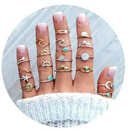

Novel Durable Five Pointed Star Sun Mountain Ring for Women
