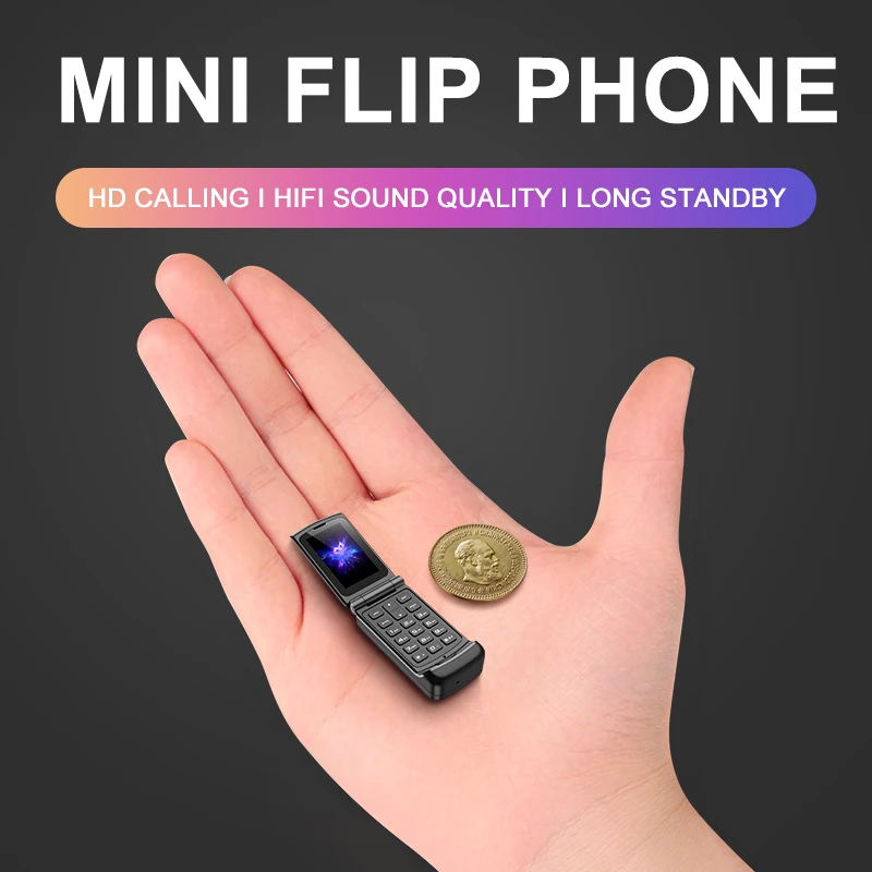 

2020 Smallest Flip Cellphone Ulcool F1 MTK6261 GSM 300mAh BT Mini Backup Pocket Portable Mobile Phone Gift for Kid