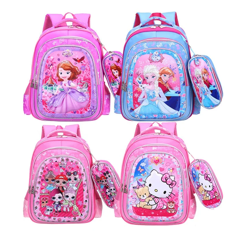 

2020 Special Design Smiggle cute cartoon mochilas with Pencil Bag School Bags for Girls Backpacks, Pink blue red or customized