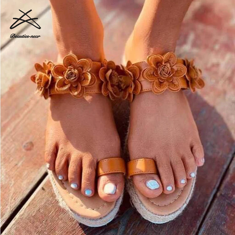 Hongyutela Fashion Women Bow Thick Foundation Slippers Summer Sandals Beach Shoes Flower Slippers
