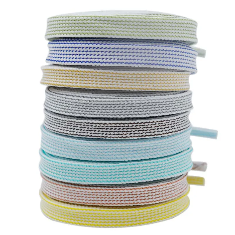 

Coolstring Manufacturer Hot Sale 140cm Length Wholesale No Easy to Fade Various Style Flat Polyester Double Thickening Shoelaces, Bottom inside color + match outside color