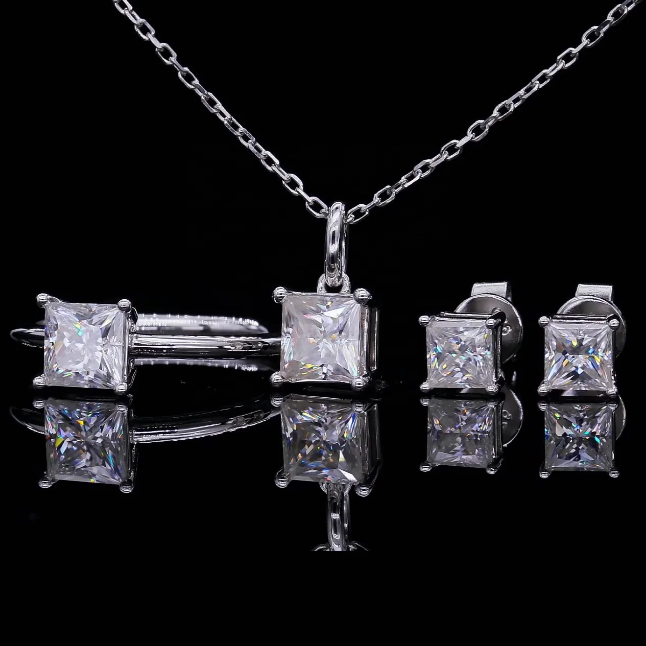 

Abiding Jewelry OEM/ODM Wholesale Moissanite Diamond Ring Earring Pendant Jewelry Set For Women