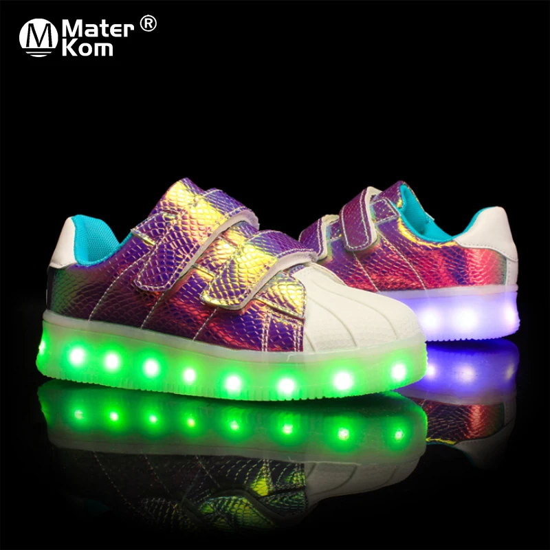 

Size 25-37 Children LED Shoes for Boys Girls USB Charger Luminous Glowing Sneaker with Luminous Sole Lighted Shoes Krasovki