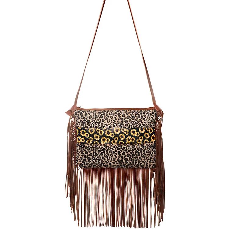 

Sunflower Printed Leopard Tassels Shoulder Bag Wholesale Popular Personalized Sunflower Printed Leopard Tassels Shoulder Bag, As pics show