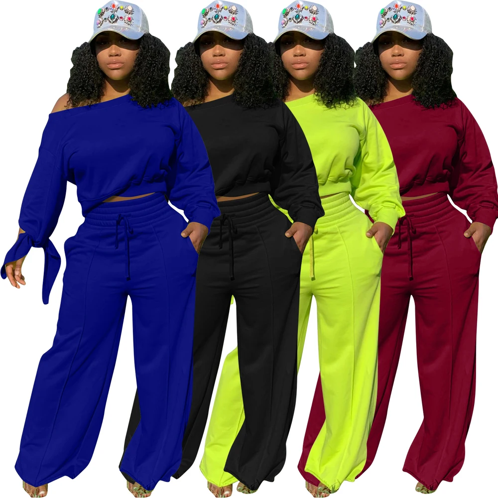 

Women's personalized back hollow lace up 9-point Sweatshirt set