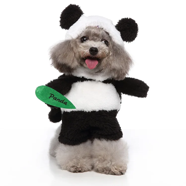 

Cute Panda Plush Hooded Jacket Holiday Party Dog Standing Clothes Pet Cosplay Costume Mascotas Accesorios