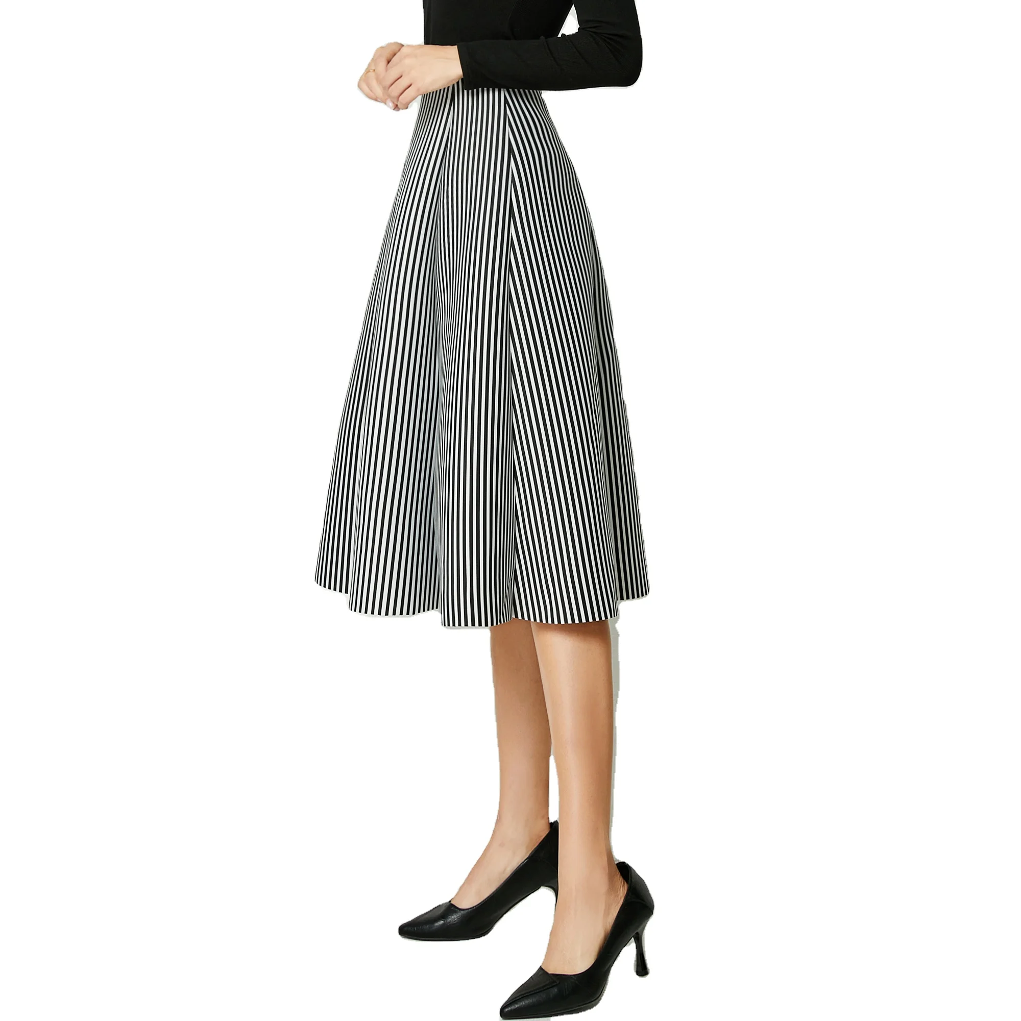 

Latest Design Office Lady Knee-Length Skirt High Waist A-line fluffy women's skirt