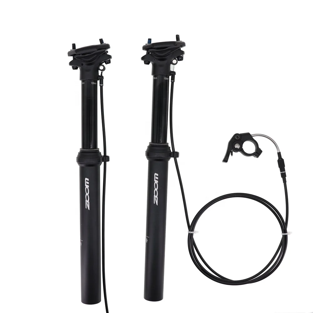 

Zoom MTB Dropper Seatpost Height Adjustable Internal External Routing 100mm Travel bike dropper seat post, Black