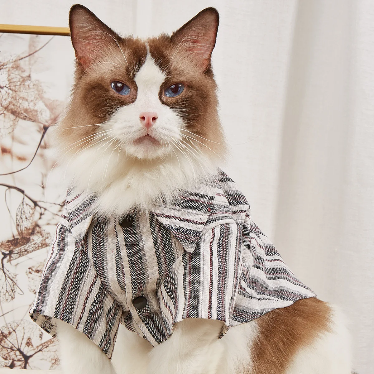 

Summer Pet Clothing Dog Puppy Cotton and Linen Striped Shirt Cute Cat Clothes Wholesale, 5 colors