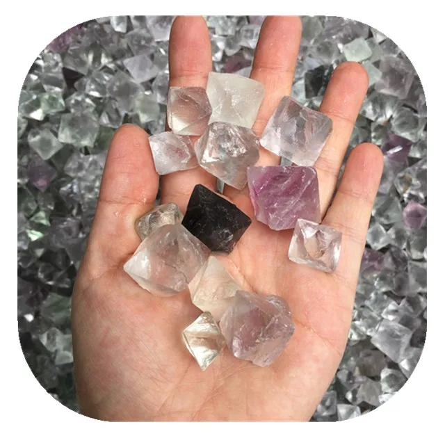 

wholesale crystals healing stones raw crystals minerals rainbow fluorite octahedron rough stone for Christmas decor