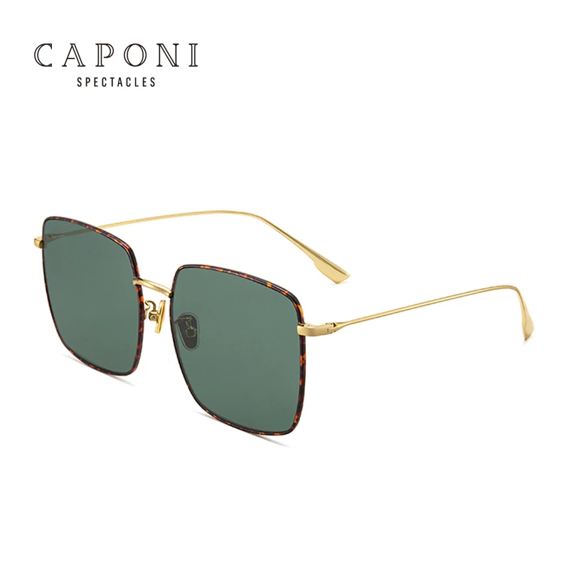 

CAPONI Fashion Womens Sunglasses Trendy Retro Square Metal Frame Nylon UV400 Lens Gafas De Sol