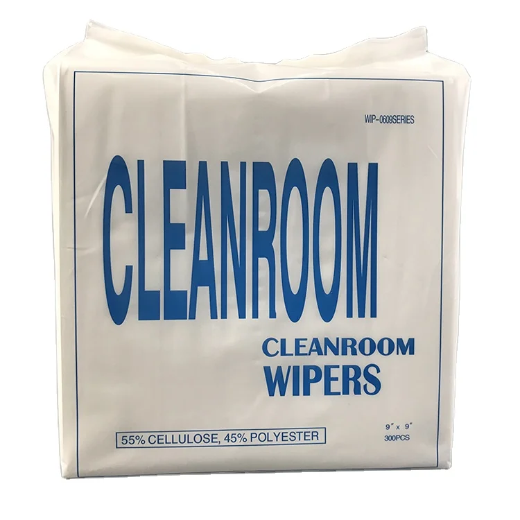 

9inch 50gsm 300pcs Industrial Lint Free Cleanroom Cleaning 45%polyester Wipes