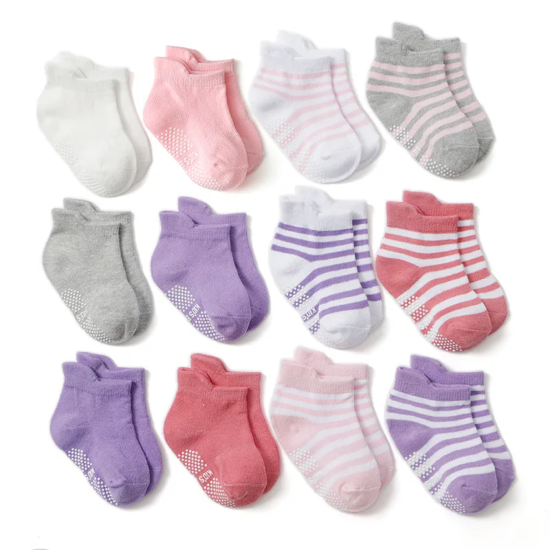 Enerup 100% Cotton No Show Socks Keep Warm Soft Baby Socks Anti Slip Toddler Toddler Ruffle Socks