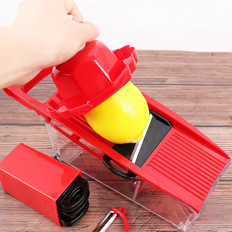 

Hot Selling Multifunctional Vegetable Cutter Slicer Fruit Cutter Vegetable Choppers Veggie Vegetable Shredder Grater, Red