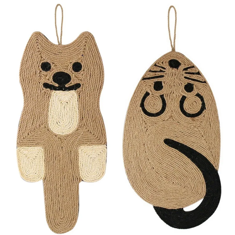 

Pet Interactive Toys Durable Grinding Sisal Cat Scratcher Pad Non-dandruff Grinder Cat Mouse Shape Wall Hanging Cat Scratcher, As picture