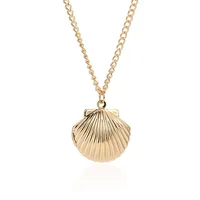 

Top sale amazon gold plated shell necklace fashion jewelry hawaii long chain gold locket pendant necklace photo