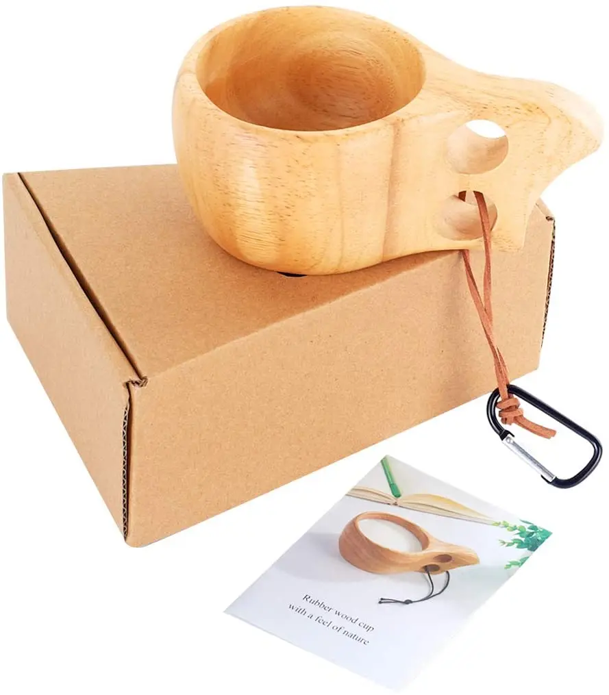 

2021 best selling wholesale customized Wooden bamboo mug Portable handle coffee cup