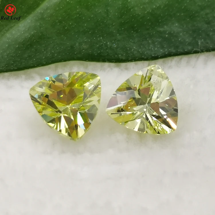 

Redleaf Jewerly Wholesale Yellow Zircon Gems Wholesale Olive Zircon Gems Trillion Cut CZ