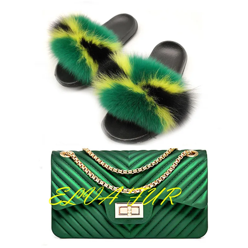 

2020 ELVA FUR Custom logo and color mixed fluffy real mink fur slippers mink fur slides, Colours
