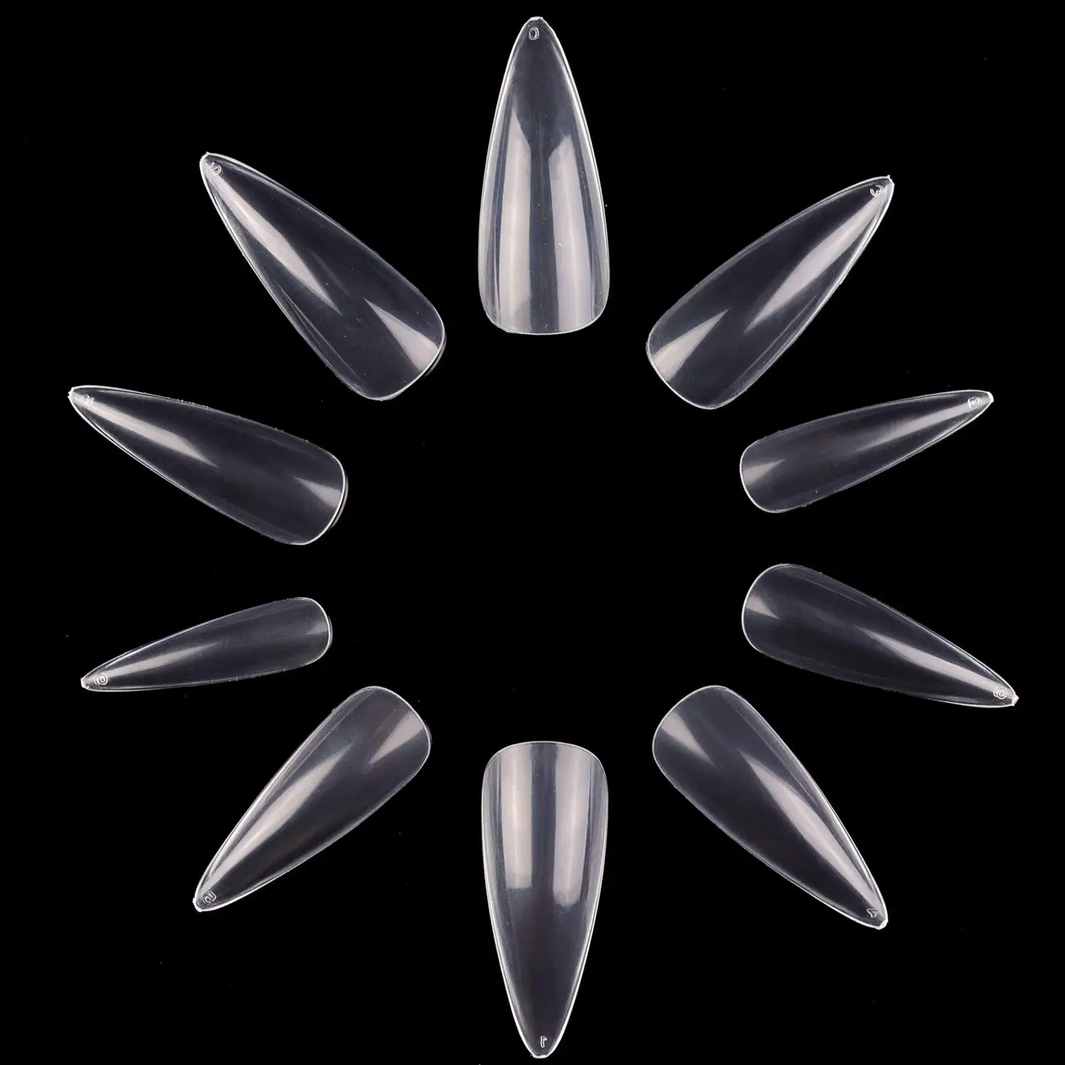 

Oval Short Stiletto Sharp Nail Tips Acrylic Full Cover Nails Art 500 pcs Natural White Water Drop False Nails Clear., Natural & clear