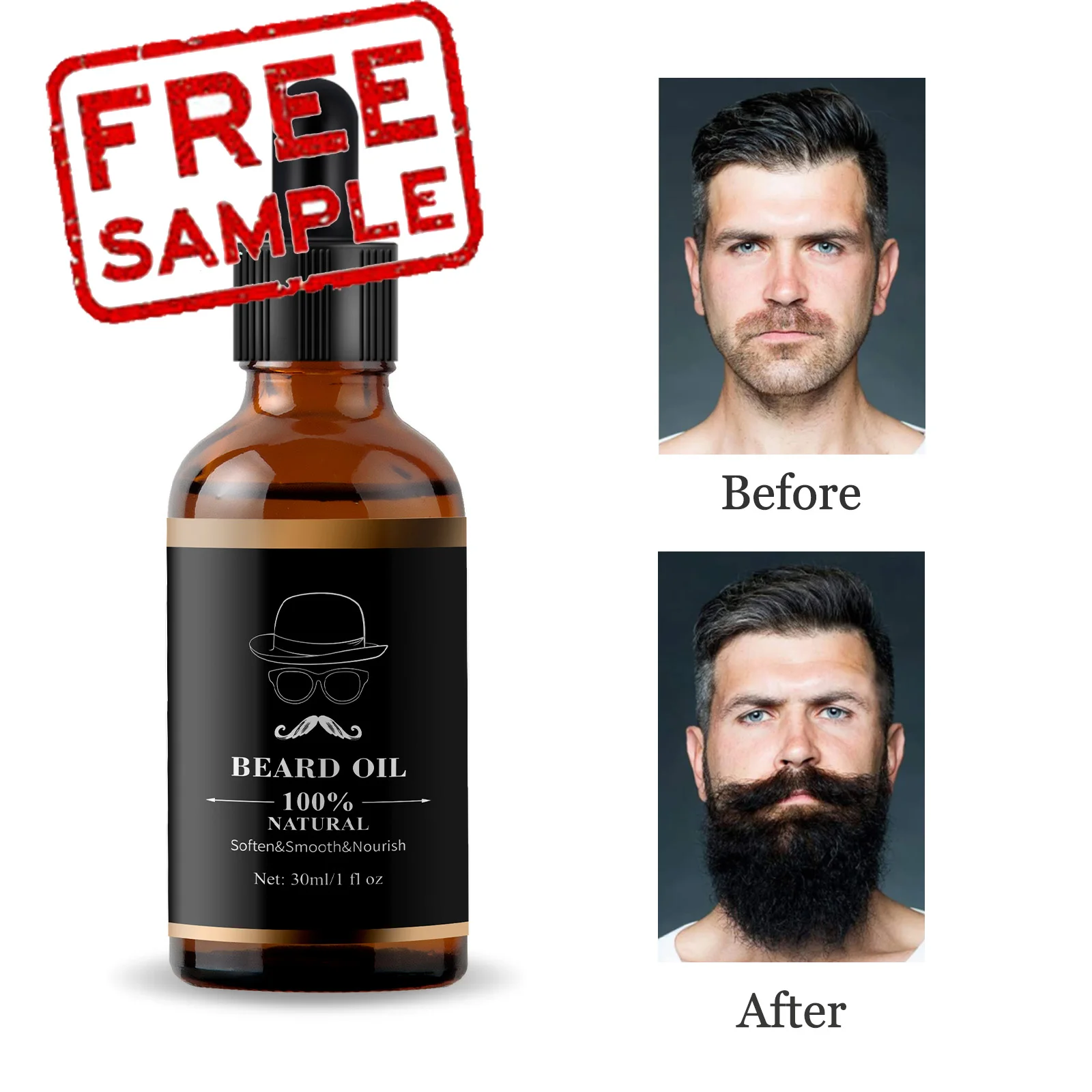 

Free Sample Organic Conditioner Softener Promotes Beard Growth Oil Strengthens Mustaches Fragrance Free for Men