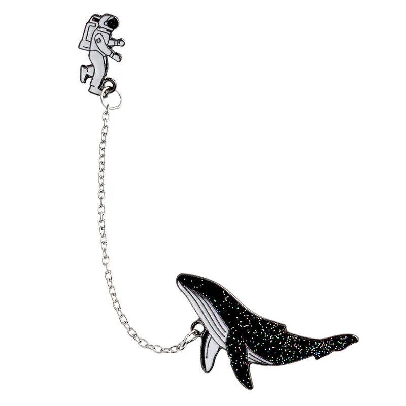 

Creative Cartoon Whales Space Astronaut Enamel Pins Brooch for Decoration