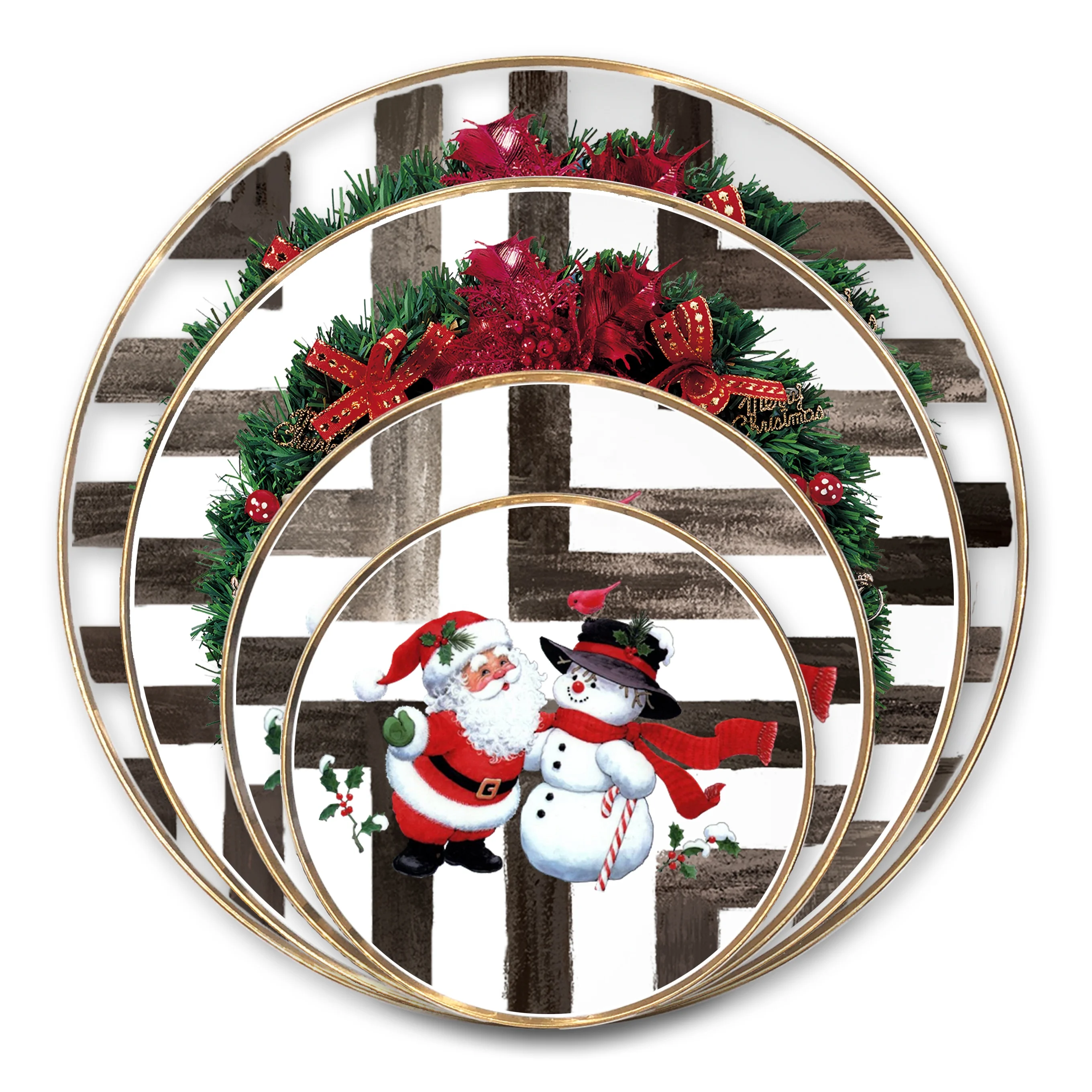 

Plate Christmas Holiday Party Snowman Printed ceramic dinnerware set