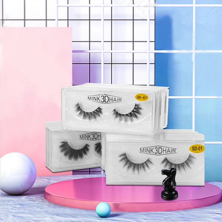 

Hot Selling Customized Lash Box Faux Mink Self Adhesive Eyelash 3d Strip Lashes, Natural black