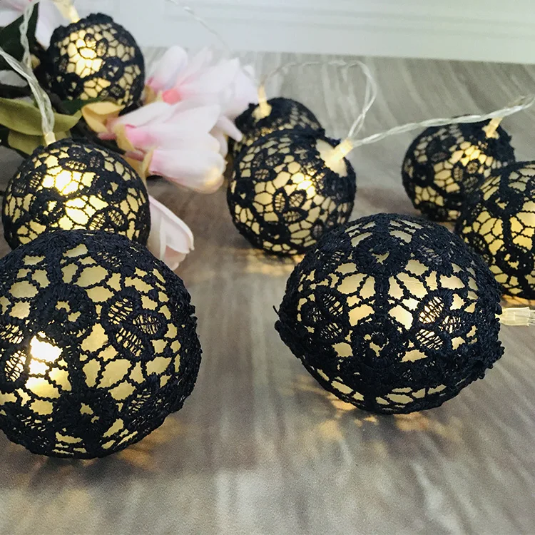 Warm White Lace Fairy String Light Christmas Decorations Home Wedding Party Battery Operated Cotton Led Ball Light