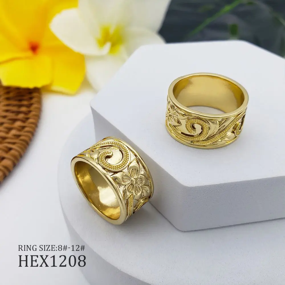 

hawaii flower big band men ring gold ring