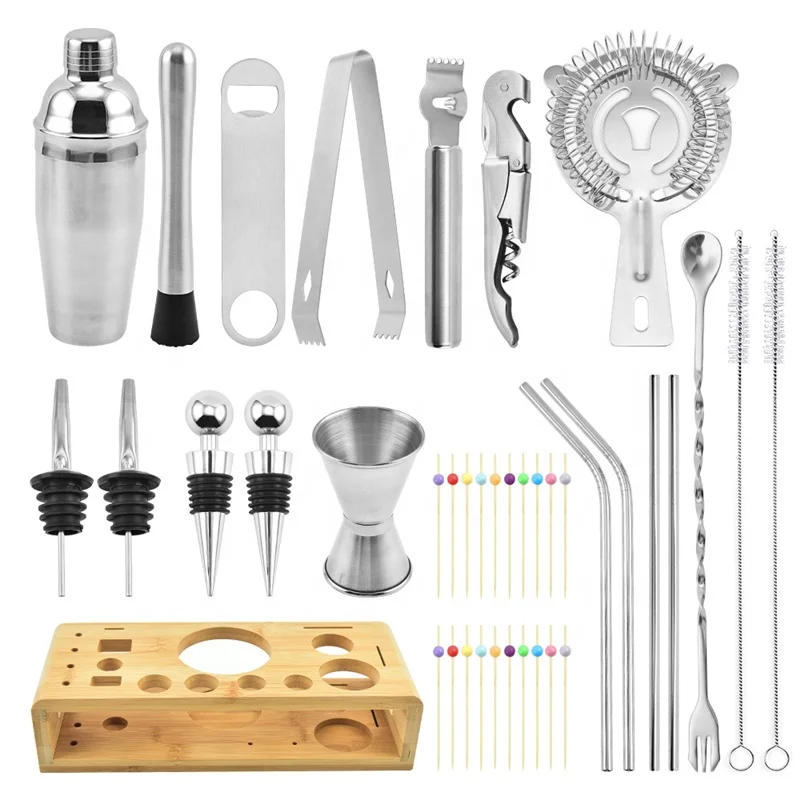 

Christmas Gifted Cocktail Shaker Set for Mixed Drink Bartender Kit Professional With Bag Stainless Steel Bar Set Tools