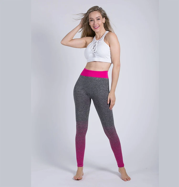 

The New Sports gradient Women's yoga pants seamless High waist Hip lift Fitness Women's leggings fitness gym leggings, Pink black blue so on