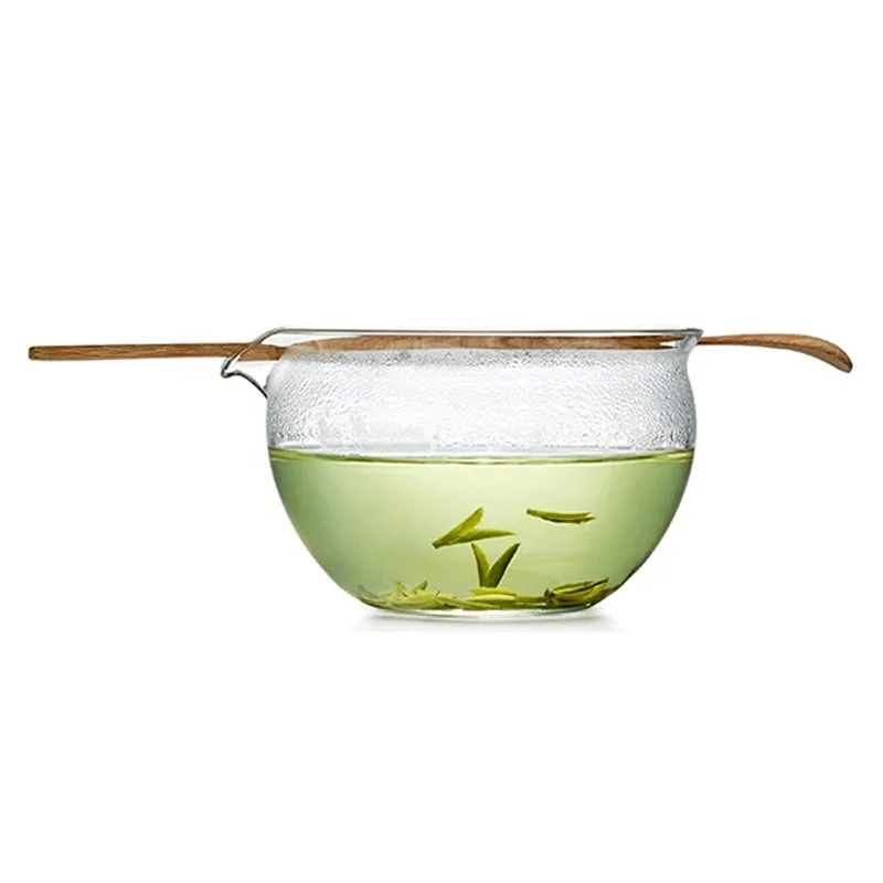 

Tiitee Glass Matcha Bowl with Pouring Spout Heat Resistance Whisk Scoop Tea Ceremony Mindful Chawan Set, Multiple