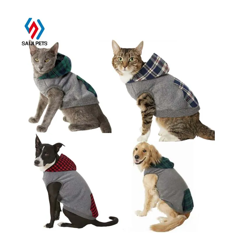 

Saiji minimalist style pet coat new fashion soft cozy custom pattern plaided summer cat dog clothes, As shown/ customized color