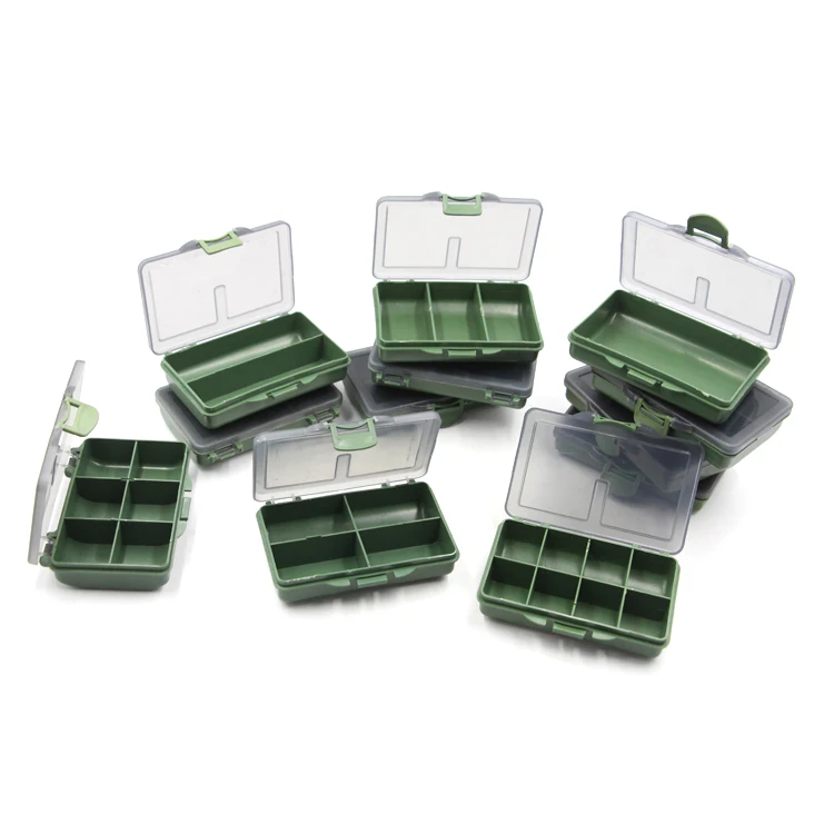 Wholesale Green Square Waterproof Plastic Carp Fishing Tackle Box for River Lake Stream Fishing Lure Storage Accessories