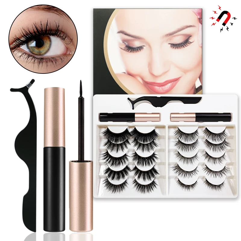 

Magnetic eyelashes box packaging private label 10 pairs clicks magnetic eyelashes