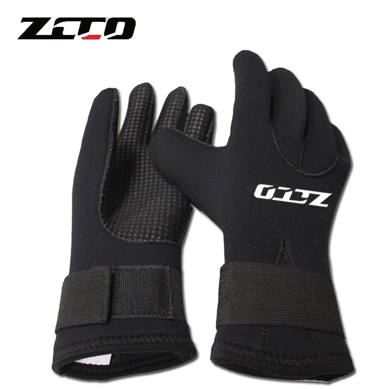 

3MM ZCCO Diving Gloves for Spearfishing Paddling Kayaking Swimming waterproof neoprene gloves, Black with dark gray wire