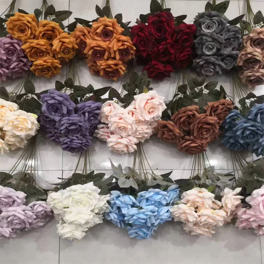 

QSLH-F310- 2023 hot sales Artificial flowers silk rose flower cheap wholesale artificial silk rose for wedding decoration