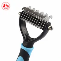 

Pet Grooming Tool - 2 Sided Undercoat Rake for Cats & Dogs - Safe Pet Dematting Comb for Easy Mats & Tangles Removing