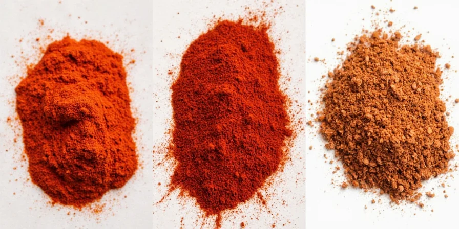Ancho chili powder next to a dried ancho chili