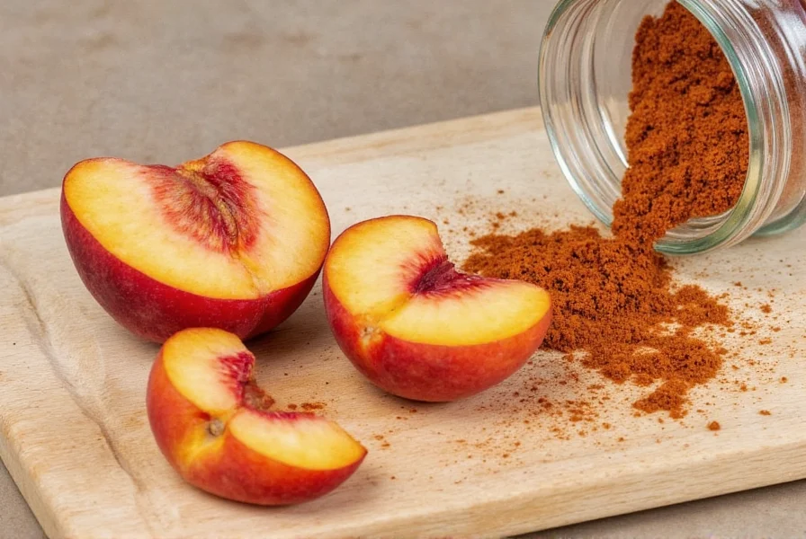 Baked spiced peaches on a tray